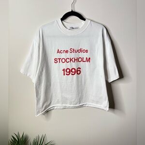 Acne White Tee with Red Print